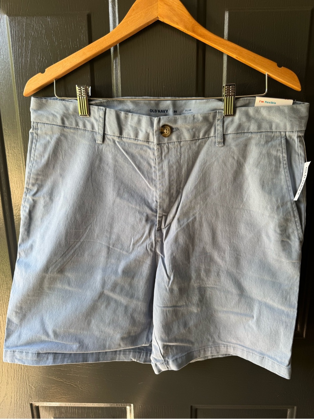 NWT Old Navy Men's Pale Blue Flat-Front Chino Shorts